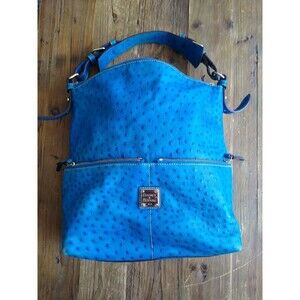 Dooney & Bourke Blue PaintedOstrich Shoulder Tote Bag Designer Soho ClassicOT354